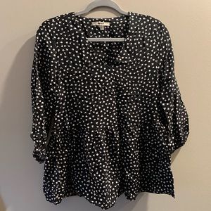Polka Dotted Baby Doll Blouse
